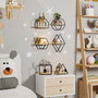 Hanah Home Set de 6 Estantes de Pared de Madera Maciza, Oro y Negro